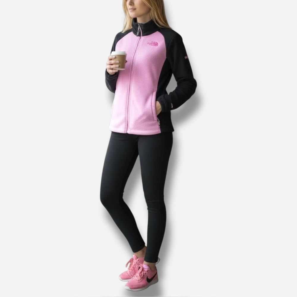 🌸The North Face🌸 Fleece Jacket Full Zip Size Small Pink Black